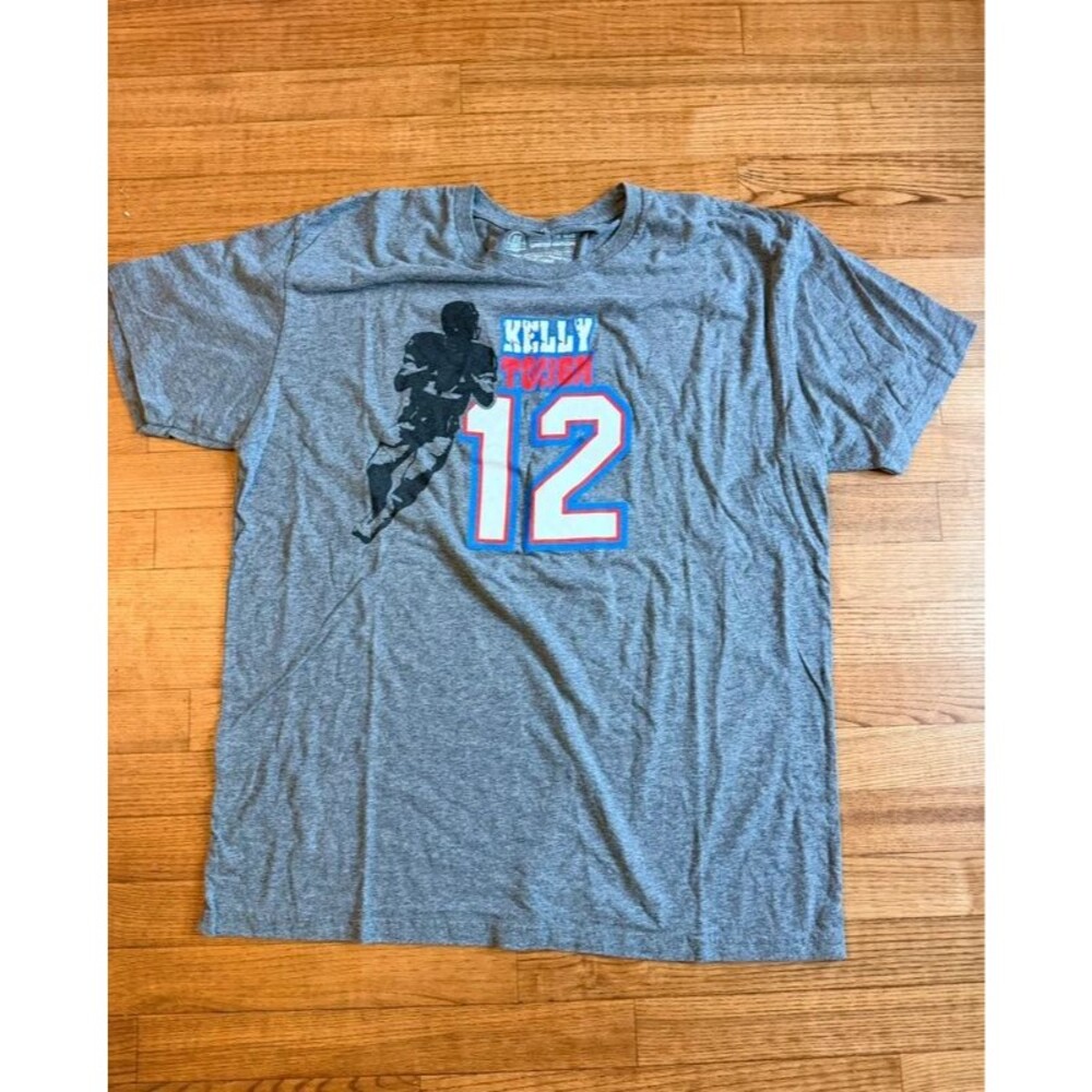 Jim Kelly 12 Adult 2XL Gray NFL Football Buffalo Bills Mafia “Kelly tough”